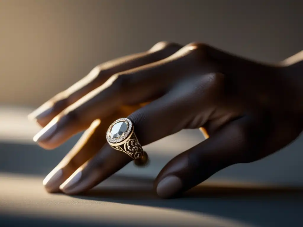 Tendencias diseño joyas contemporáneo - Mano delicadamente sosteniendo anillo con diseño único y detalles exquisitos