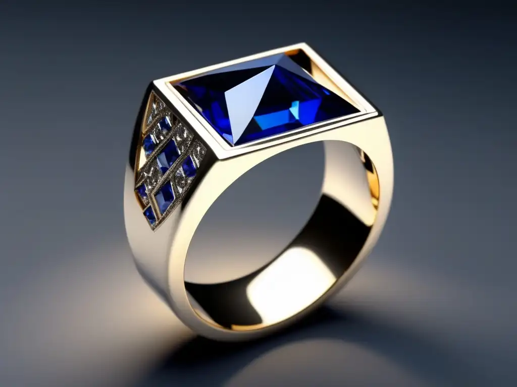 Joyería responsable: Minerales conscientes - Anillo de plata minimalista con diseño geométrico, con zafiro azul brillante