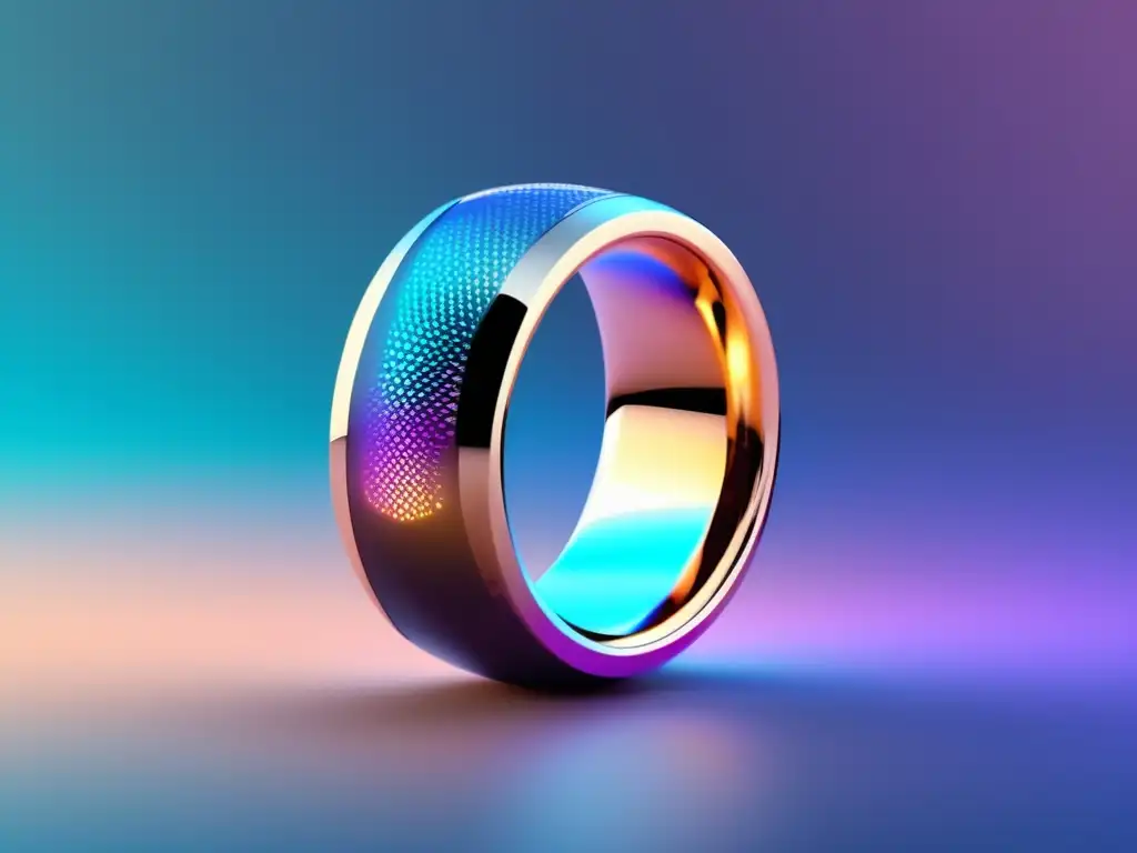 Impacto tecnológico en joyería contemporánea: anillo elegante y minimalista de alta tecnología con diseño intrincado y pantalla LED