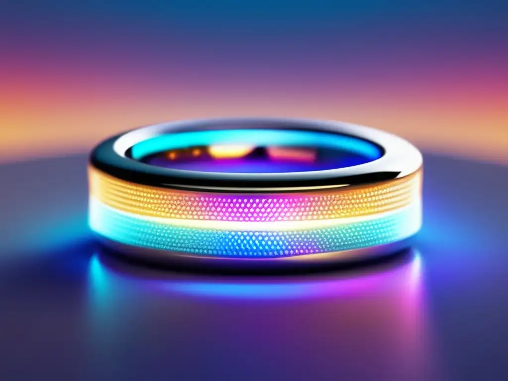 Futuro de los wearables en la joyería: Anillo inteligente futurista con diamantes y luces LED