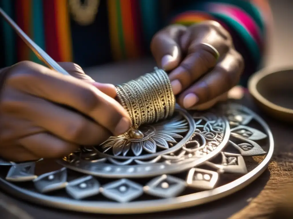 Artesano boliviano creando joyería de plata con técnicas tradicionales - Historia joyería Bolivia diversidad cultural