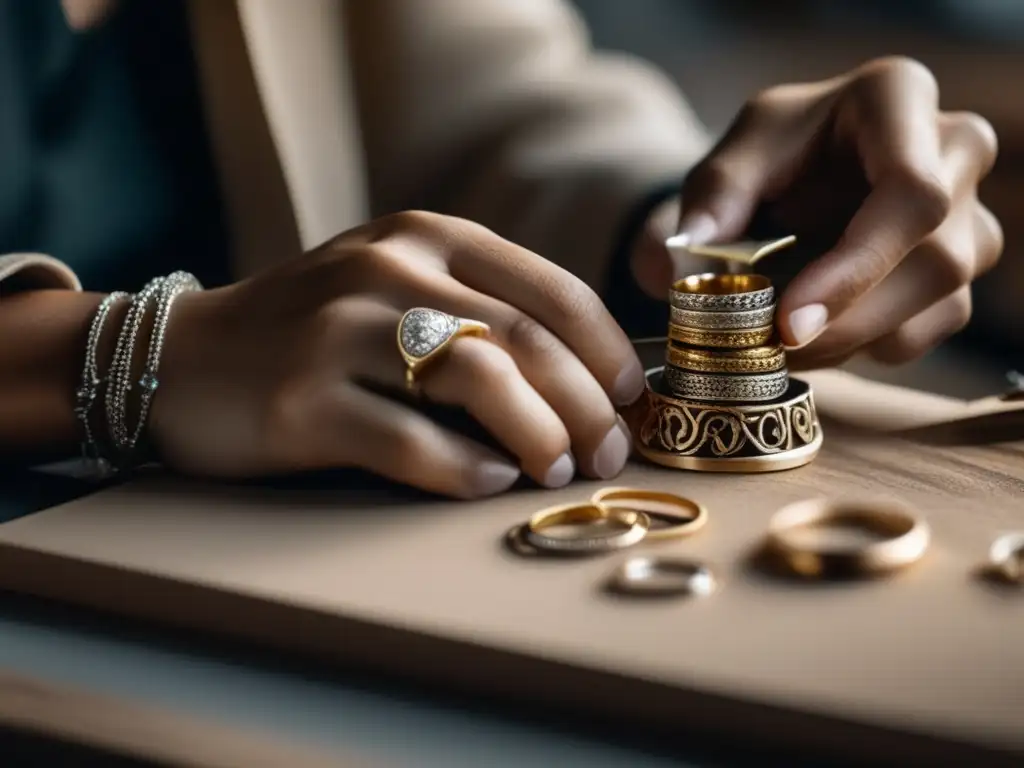 Oportunidades de negocio en joyería artesanal: artesano creando delicadas piezas de joyería a mano