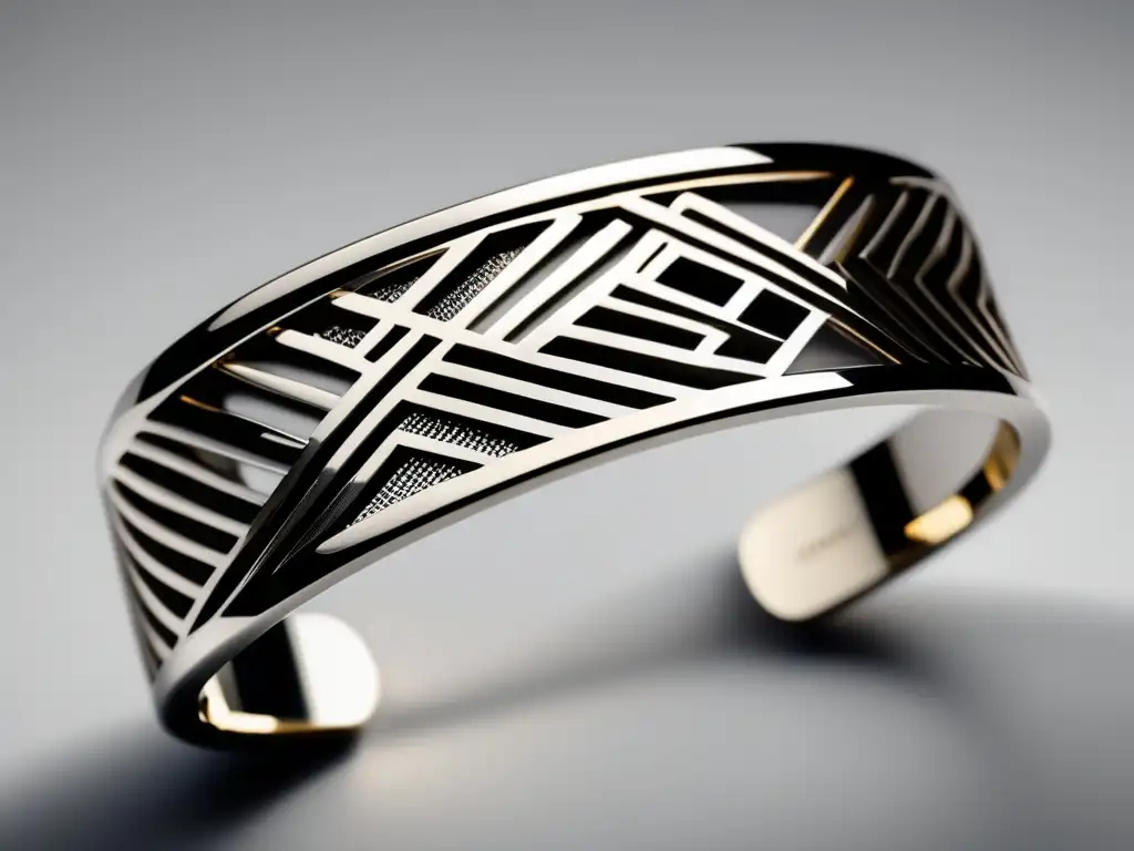 Pulsera de plata contemporánea con patrones geométricos - Historia evolución joyería contemporánea