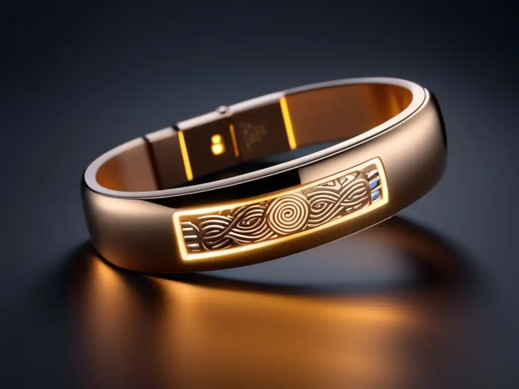 Joyería inteligente: historia y evolución en una pulsera moderna de diseño minimalista con luces LED y grabados en metal