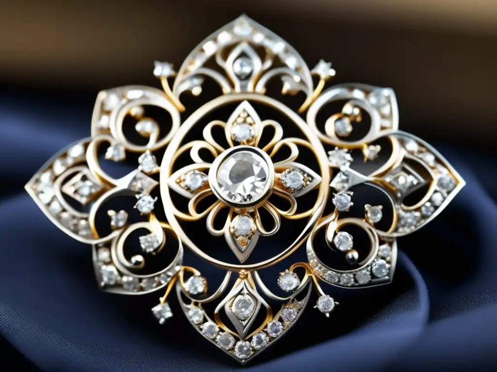 Técnicas de restauración de joyas antiguas: broche de diamantes antiguo restaurado con detalle y precisión