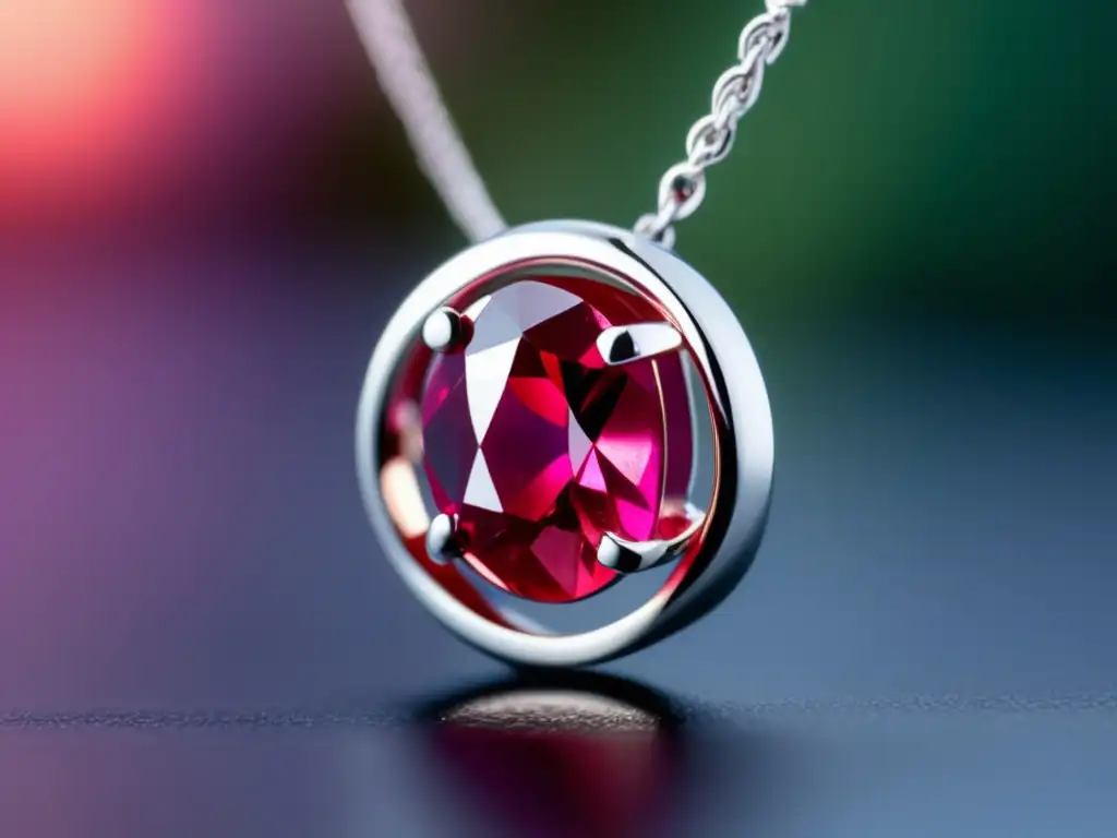 Rubí rojo en cadena plateada Significado cultural de los rubíes: Collar de rubí ovalado en cadena de plata