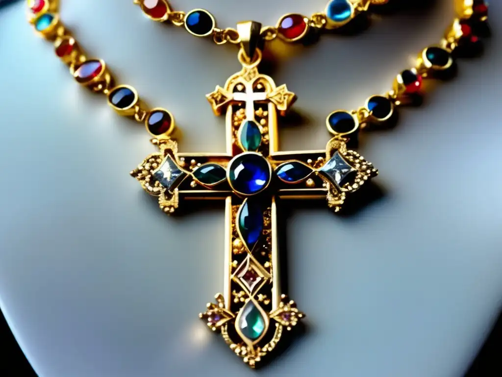 Collar medieval con símbolos religiosos Joyas medievales: símbolos religiosos, oro brillante, detalles exquisitos, significado religioso y belleza artística