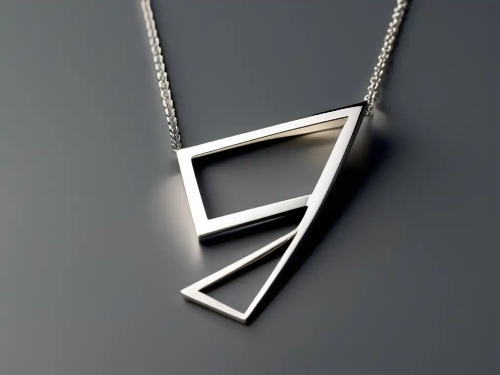 Tendencias arquitectónicas en diseño de joyas: collar de plata pulida con diseño abstracto inspirado en elementos arquitectónicos