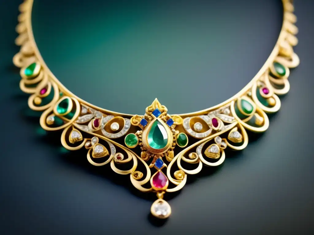 Collar antiguo restaurado con detalle filigrana Restauración de joyas antiguas: belleza eterna en fondo minimalista
