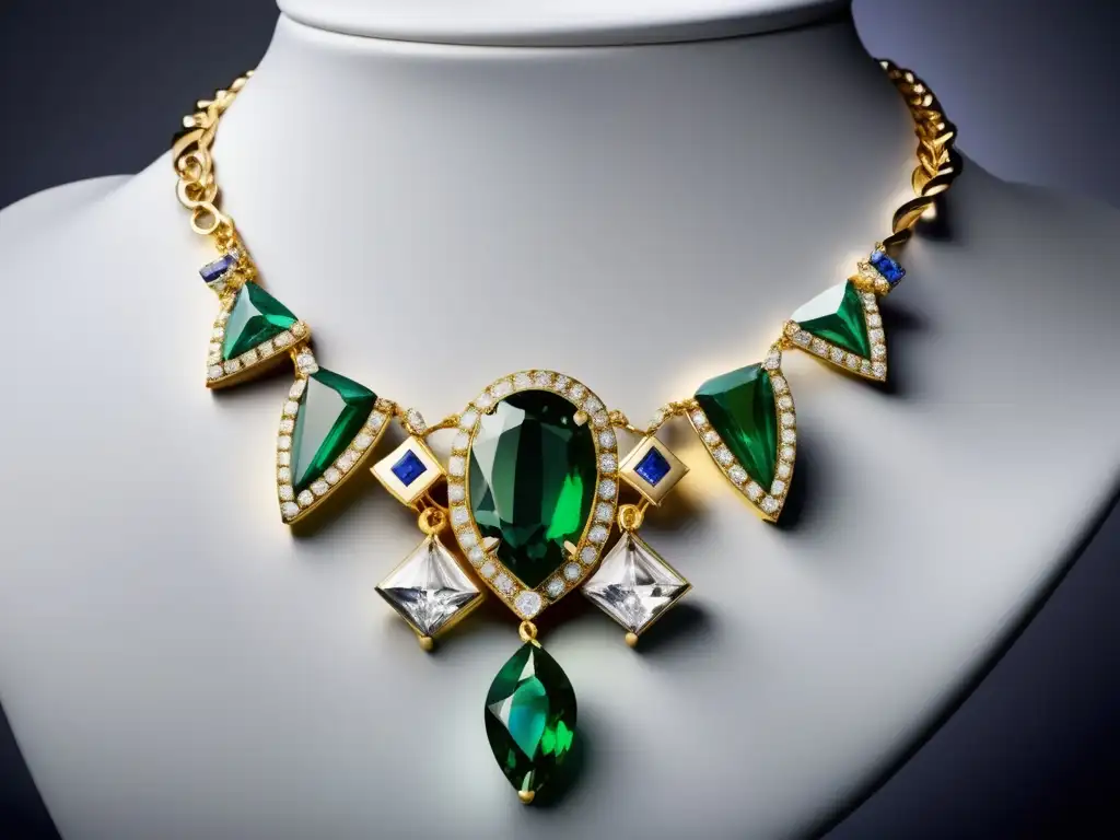 Historia y evolución de la joyería: Las joyas de Balenciaga - Collar de oro con encantos de piedras preciosas, elegancia y creatividad en diseño