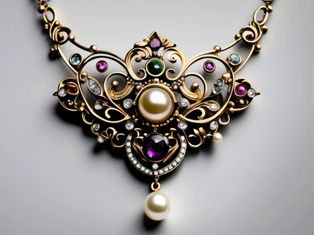 Joyería de la Belle Époque con detalle 8k, diseño Art Nouveau y gemas y perlas brillantes