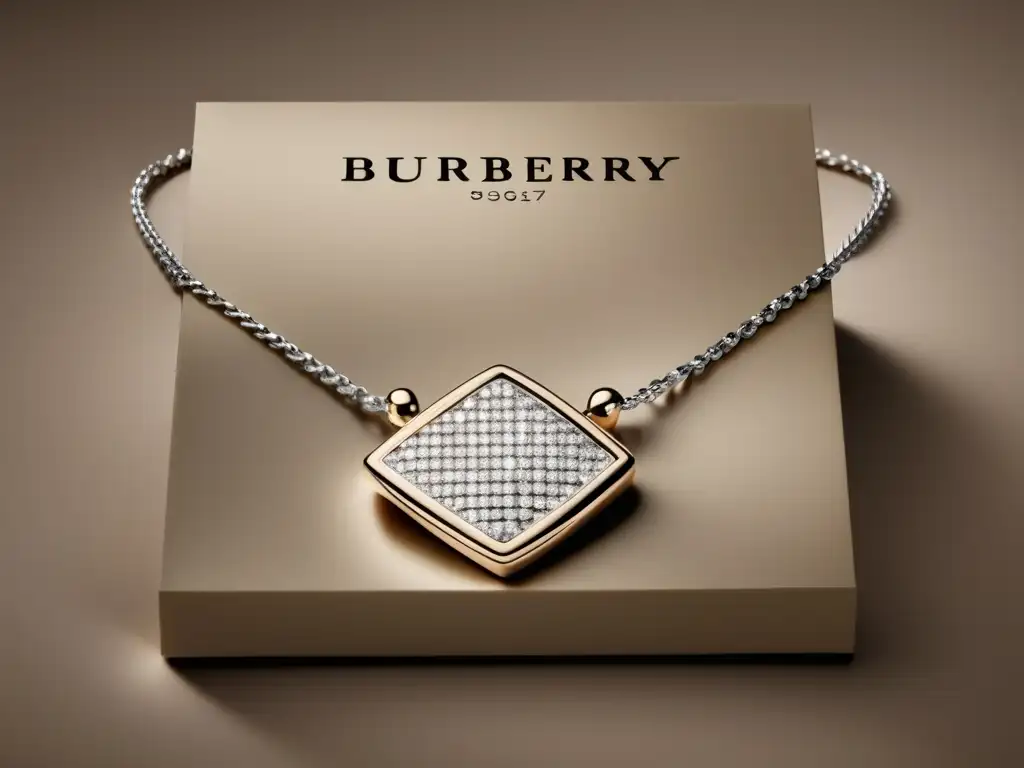 Joyería británica contemporánea: collar de plata minimalista Burberry con diamantes blancos