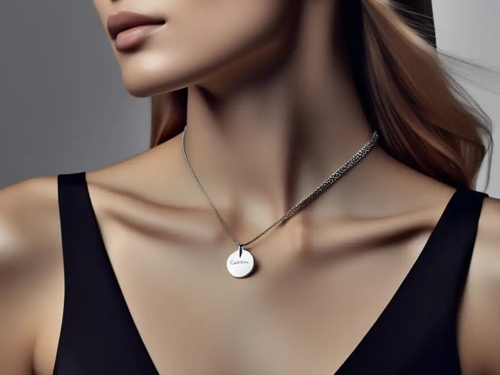 Evolución histórica de la joyería moderna: collar Calvin Klein, plata pulida, minimalismo elegante