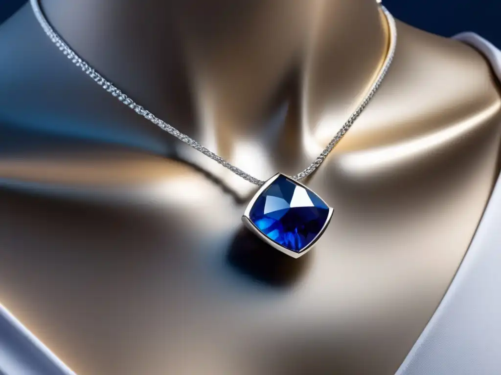 Joyería antigua con influencia astrológica, collar minimalista de plata con piedra azul celestial