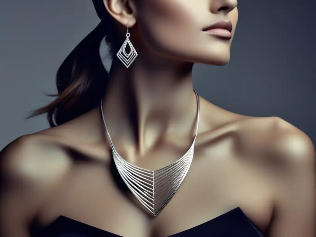 Innovaciones contemporáneas en joyería artesanal: collar de plata minimalista con diseño geométrico tejido de forma precisa