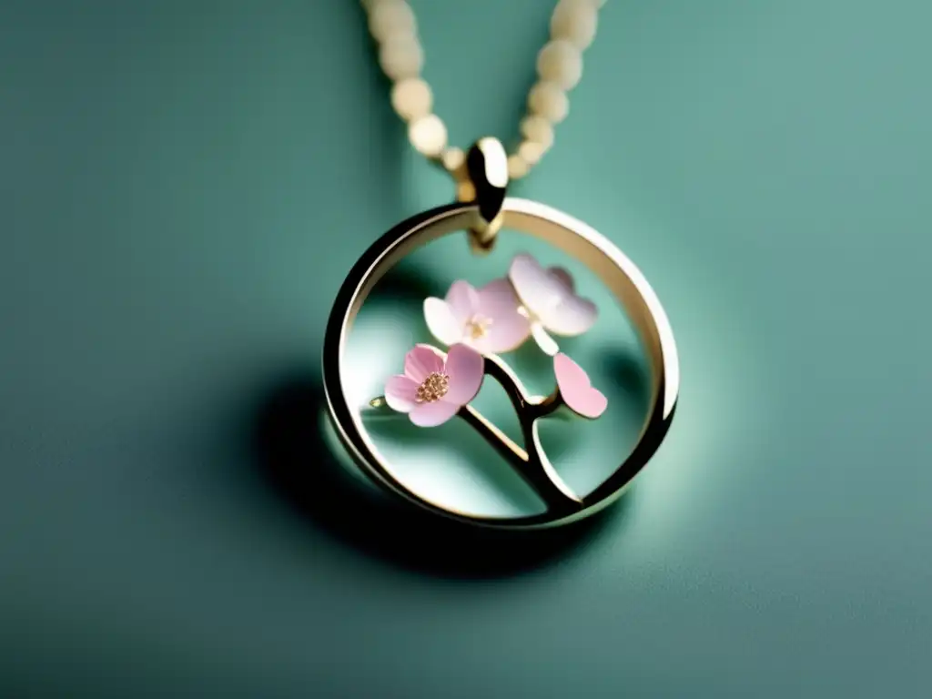 Joya japonesa: collar minimalista con colgante de flor de cerezo, símbolo de la elegancia y simplicidad del diseño japonés