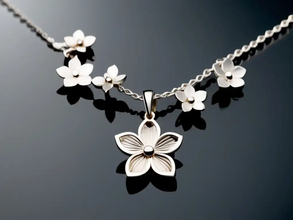 Collar minimalista con encantos de flores de cerezo, reflejando la fusión de tradición y modernidad en la joyería japonesa