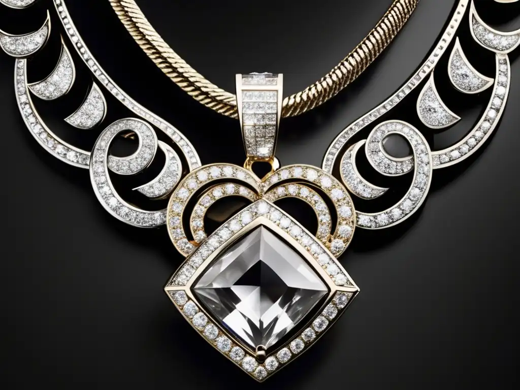 Joyería de lujo: Collar de diamantes exquisito con cadena delicada y diseño intrincado