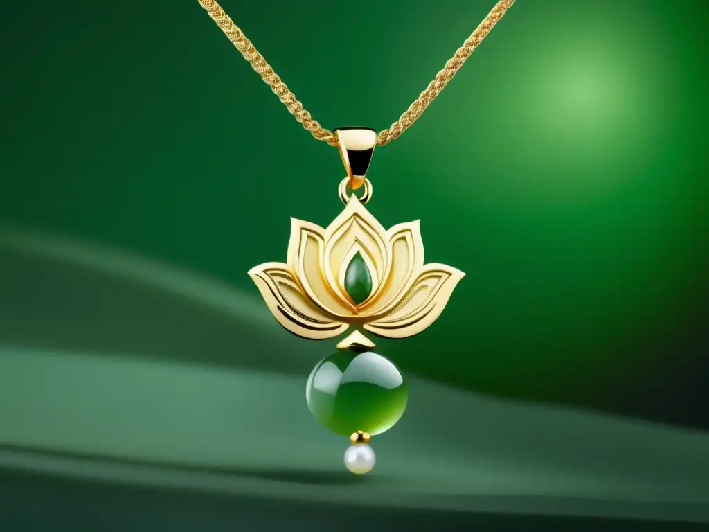 Joyería antigua de la dinastía Han: Collar de oro con jade en forma de flor de loto