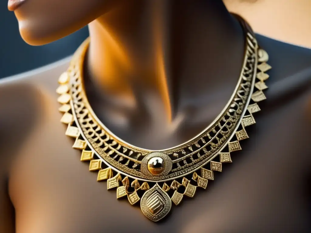 Collar oro antiguo, diseño elegante y moderno, influencia de culturas antiguas - Beneficios del comercio justo en la joyería