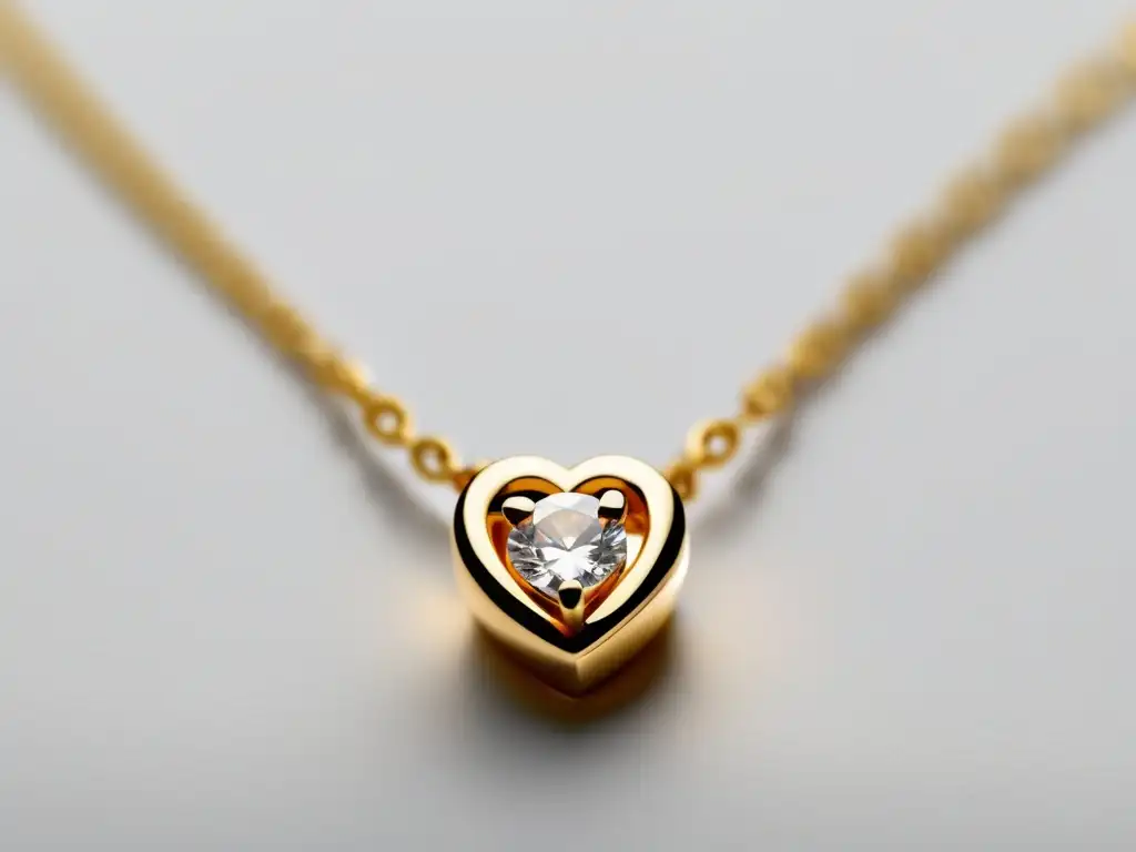 Joya oro con colgante en forma de corazón y diamante, fondo blanco - Impacto ético de las joyas