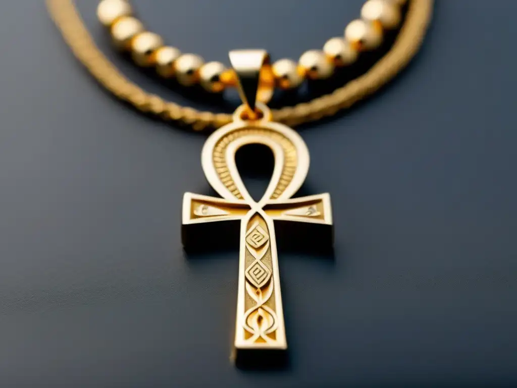 Collar oro egipcio: ankh, jeroglíficos, diseño minimalista, historia uso oro joyería egipcia (110 caracteres)