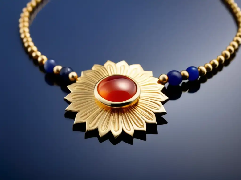 Joyería antigua Mesopotamia: Collar minimalista de oro y gemas preciosas