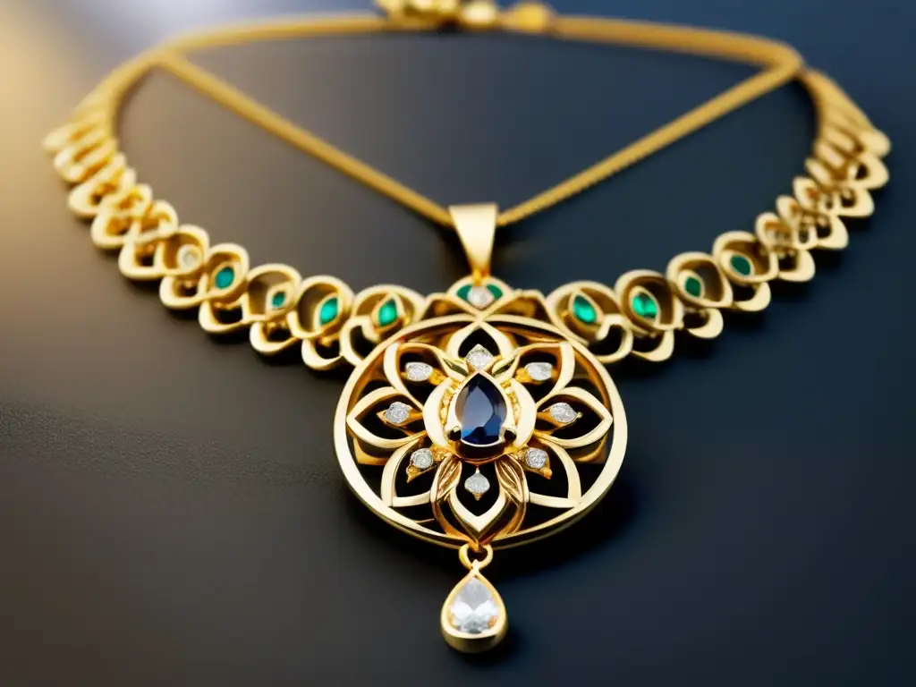 Collar de oro moderno y elegante Joyería de pasarela: Collar de oro moderno con diseño intrincado y brillo lujoso