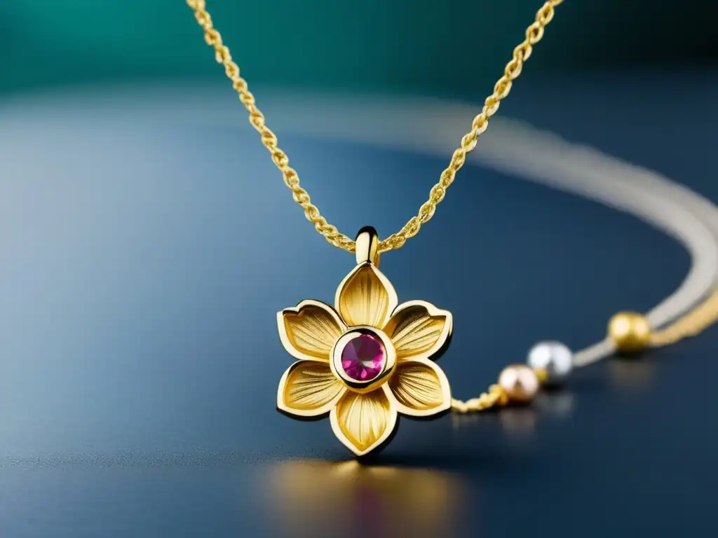 Evolución joyería: oro en la antigüedad - Collar dorado Renacentista con detalle de flor y gemas