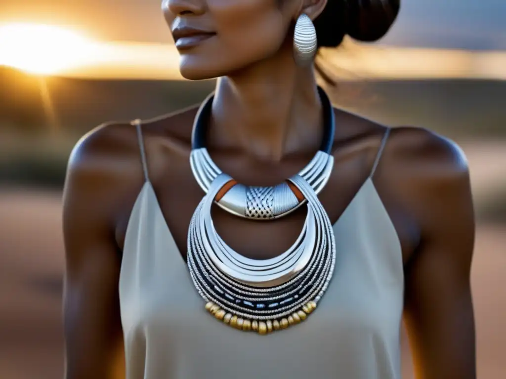 Influencia cultura aborigen en joyería contemporánea: collar plata con diseño geométrico inspirado en arte aborigen