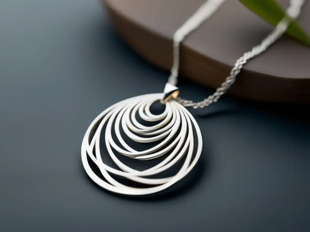 Joyería ética: historia y evolución - Collar plata, delicado y moderno, tejido simbolizando la interconexión de sostenibilidad, ética y belleza