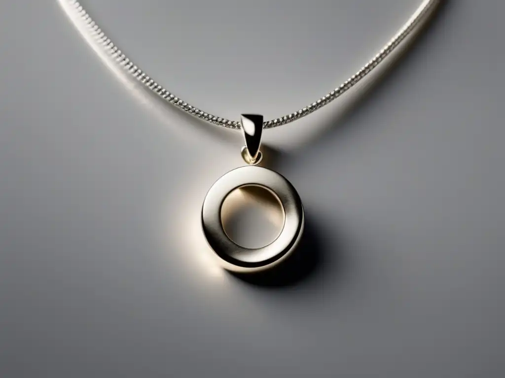 Evolución joyería contemporánea interpretación belleza, delicado collar de plata con colgante geométrico brillante