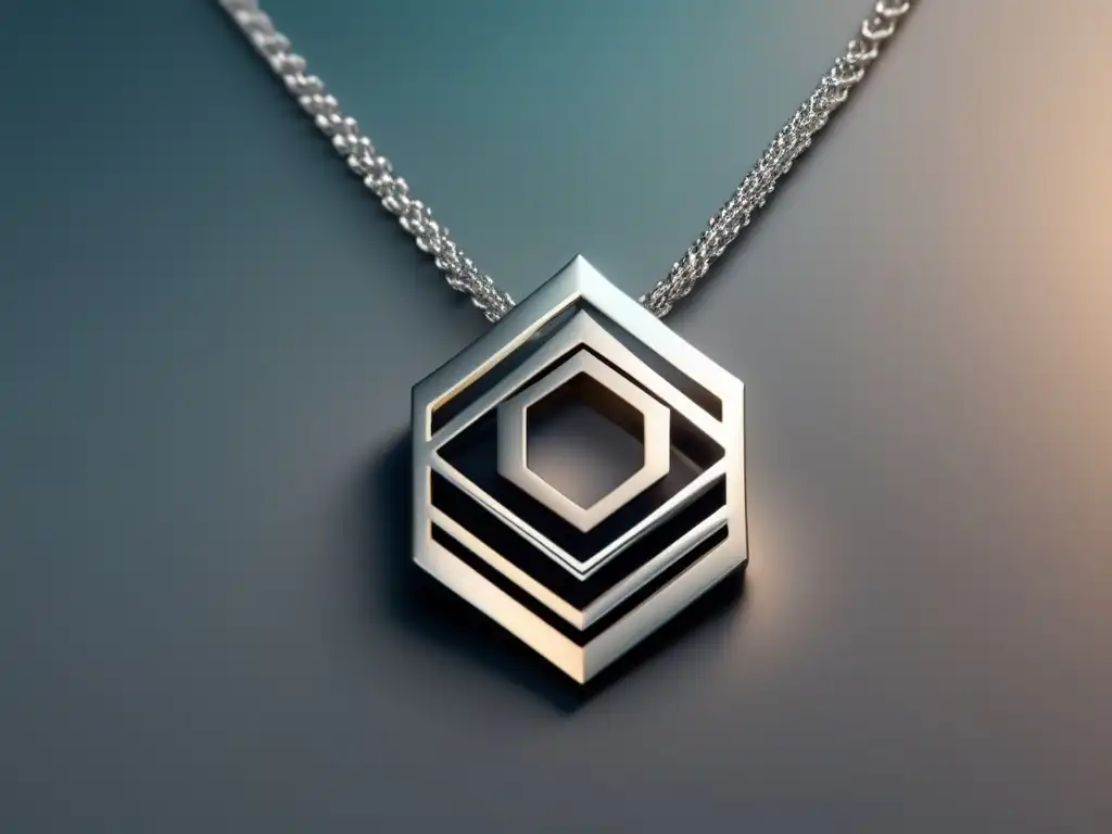 Joyería moderna - Un collar de plata elegante con un colgante delicado de diseño geométrico y líneas limpias