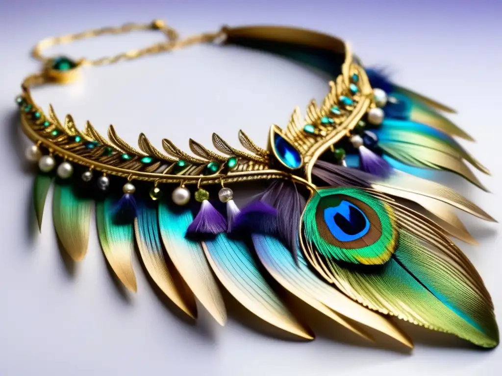 Collar de plumas de la Edad Media: joyas de plumas con gemas, diseño minimalista, historia de las joyas de plumas