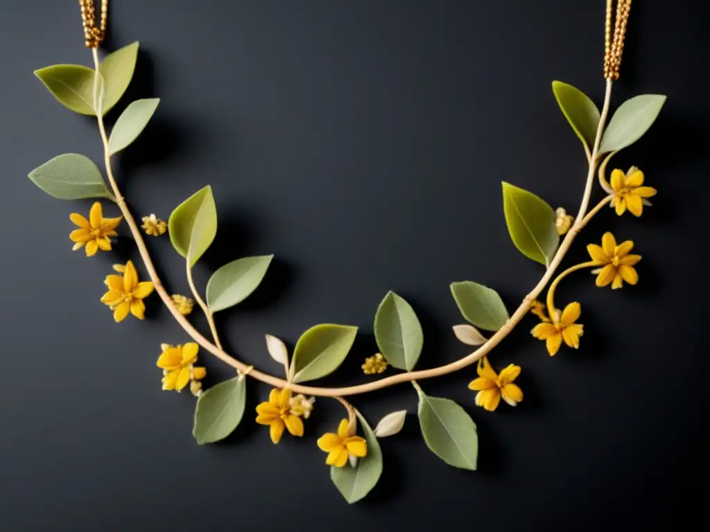 Historia joyería vegetal contemporánea - Collar minimalista de hojas y flores tejidas con detalle y elegancia