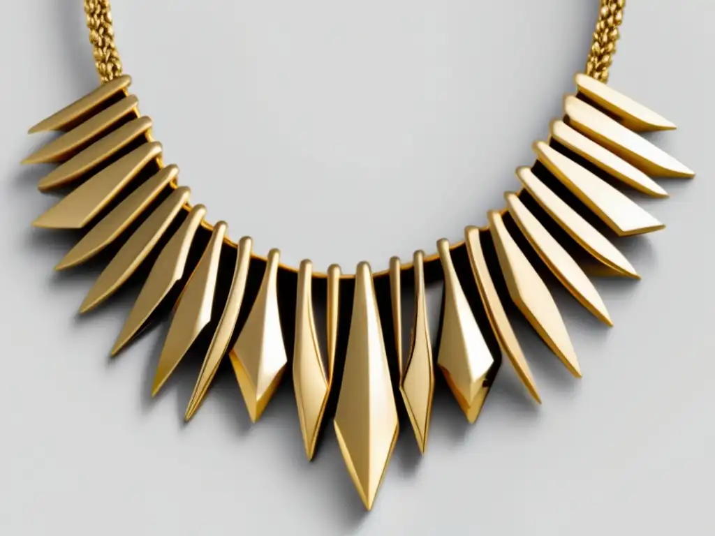 Influencia joyería africana: collar oro minimalista con patrones geométricos africanos, diseño contemporáneo y elegante