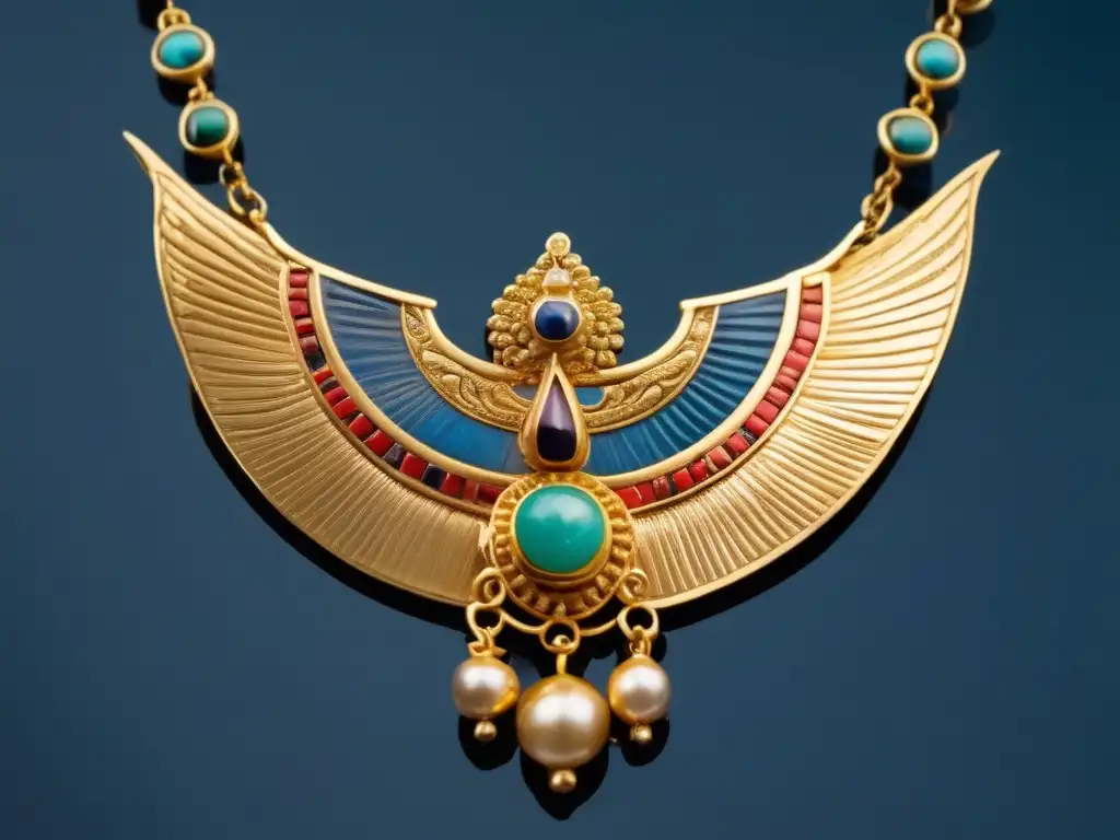 Joya antigua de oro de Sumeria Joyería de metales preciosos en Sumeria: collar antiguo con detalles celestiales