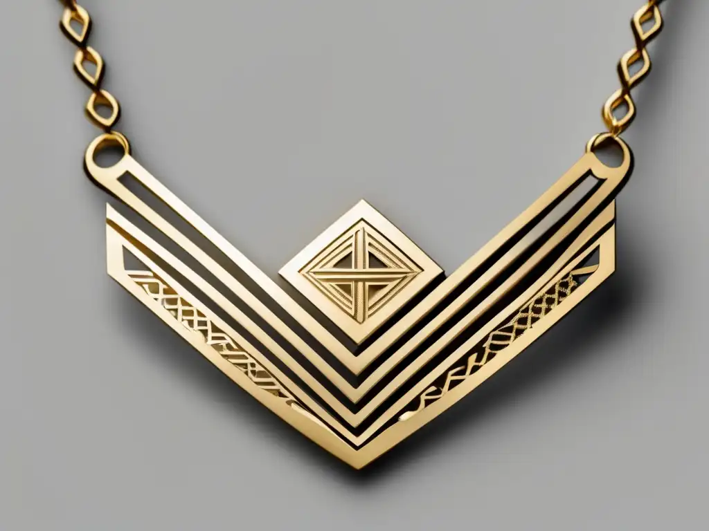 Collar dorado de diseño geométrico: historia joyería Israel contemporánea