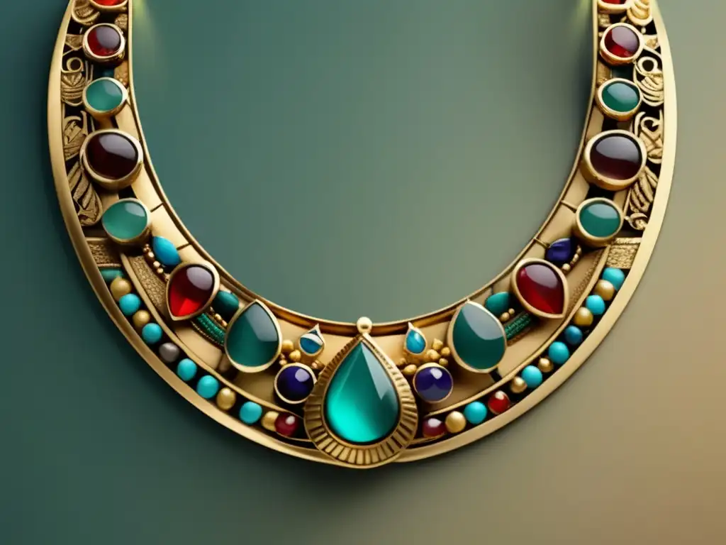 Joyería antigua de Egipto: collar egipcio con detalles exquisitos y gemas vibrantes