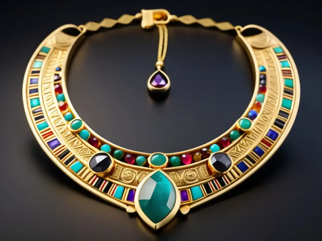Collar egipcio antiguo con gemas: Historia joyería faraónica detallada