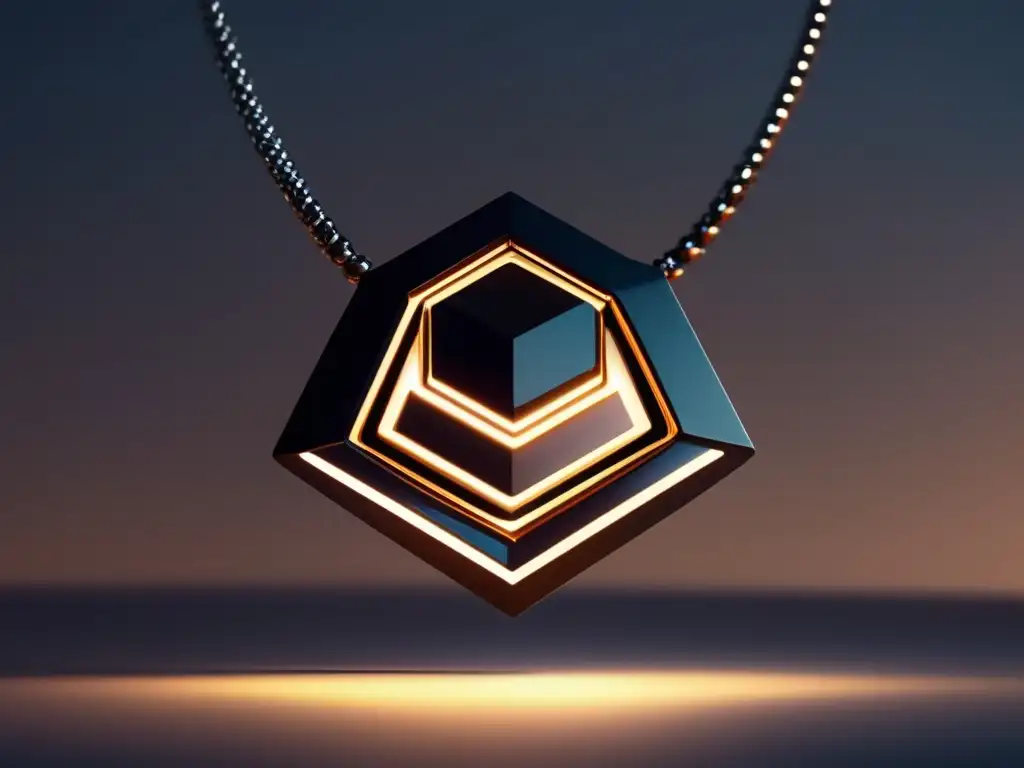 Innovaciones tecnológicas en joyería contemporánea: Collar futurista de materiales hightech con diseño geométrico y luces LED