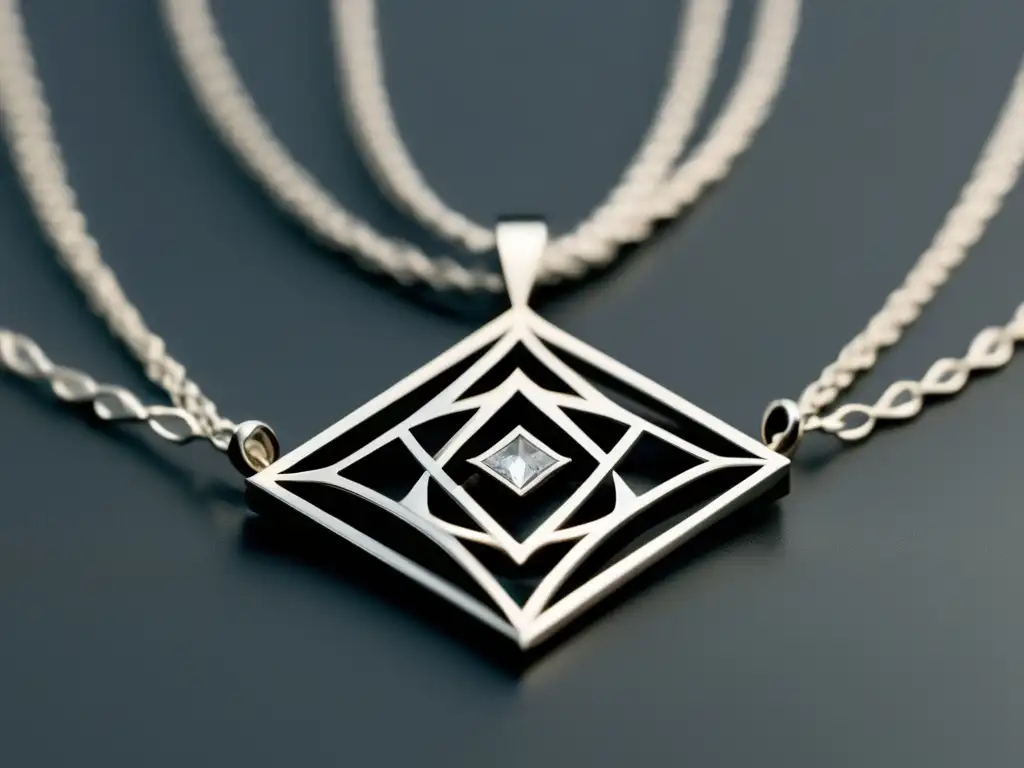 Evolución joyería medieval: diseño minimalista, collar plata con delicados colgantes geométricos, símbolo transición tradicional a contemporáneo