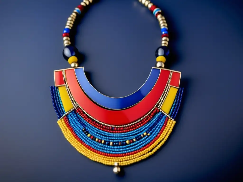 Influencia maasai en joyería contemporánea: collar minimalista con colores vibrantes y patrón tradicional