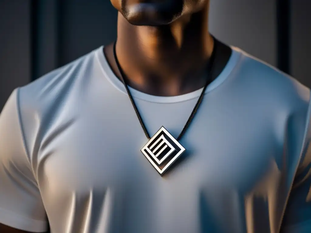 Joyería masculina diseño moderno - Collar minimalista de plata o acero inoxidable con formas geométricas y diseño abstracto