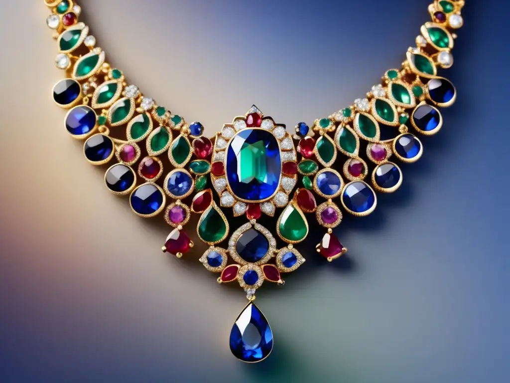 Joyas extravagantes, historia Alta Costura: collar medieval noble y real con gemas vibrantes