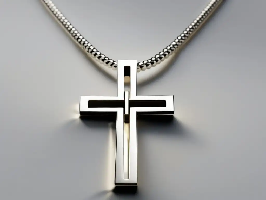 Historia joyas religiosas: Collar cruz minimalista plata - 8k detalle, diseño contemporáneo