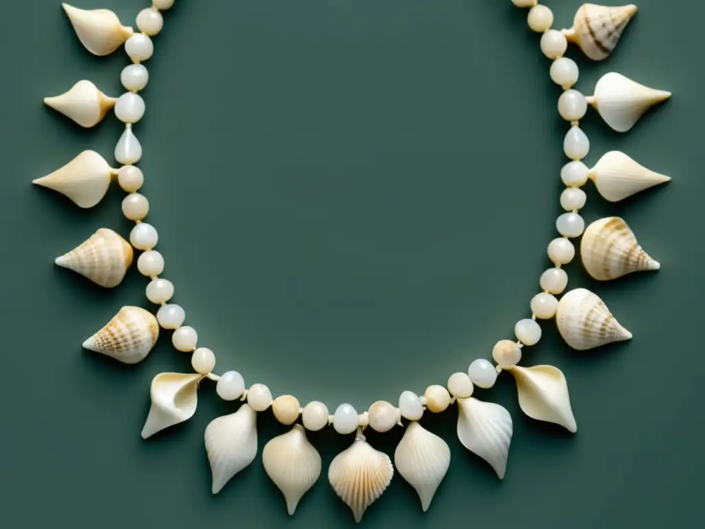 Historia joyería con conchas y huesos: Collar moderno minimalist, detalle seashells y bones