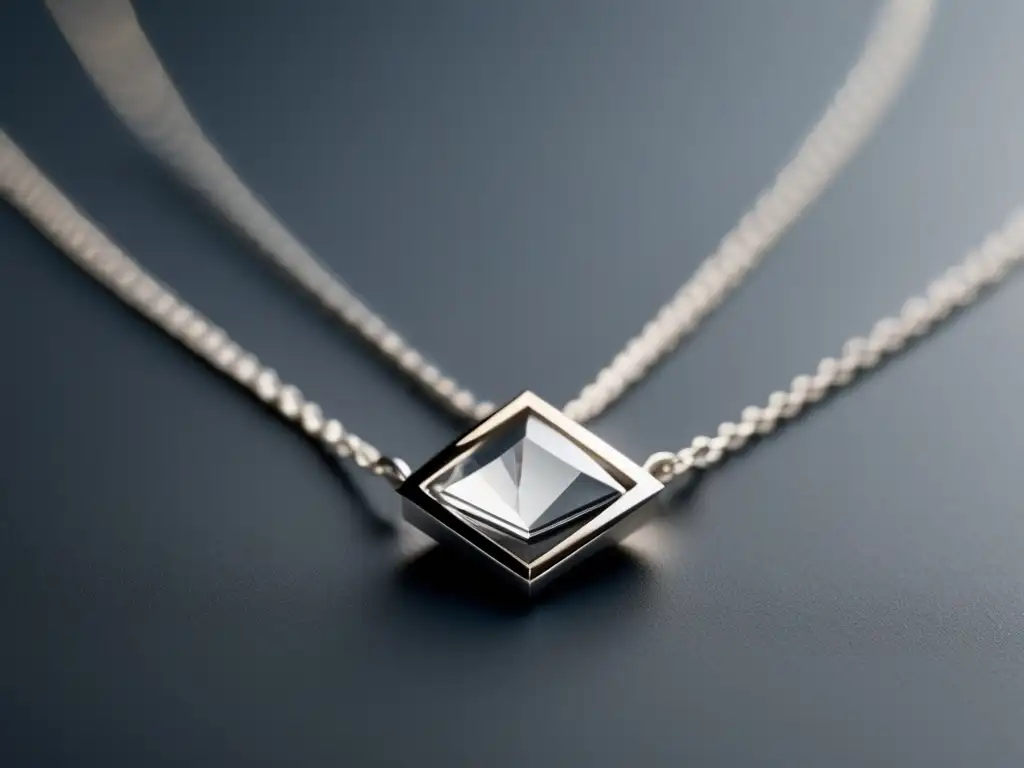 Collar minimalista de diseño contemporáneo con diamante cortado perfecto y cadena plateada - Evolución de la joyería contemporánea