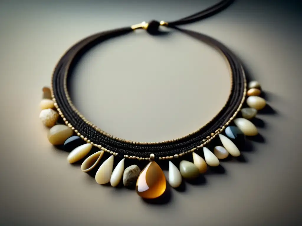 Evolución joyería prehistórica: Collar minimalista 8k con piedras, conchas y hueso