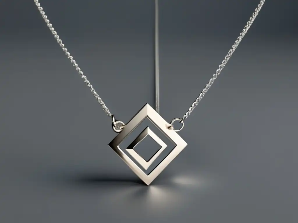 Joyería contemporánea: Collar plata minimalista 8k con colgante geométrico que fusiona elementos modernos y tradicionales